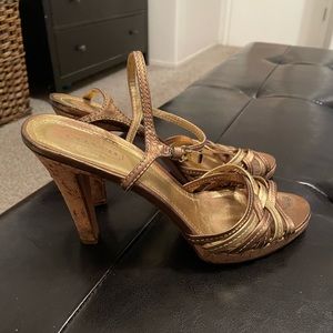 Coach “Stephany” Gold Strappy Heels Size 10